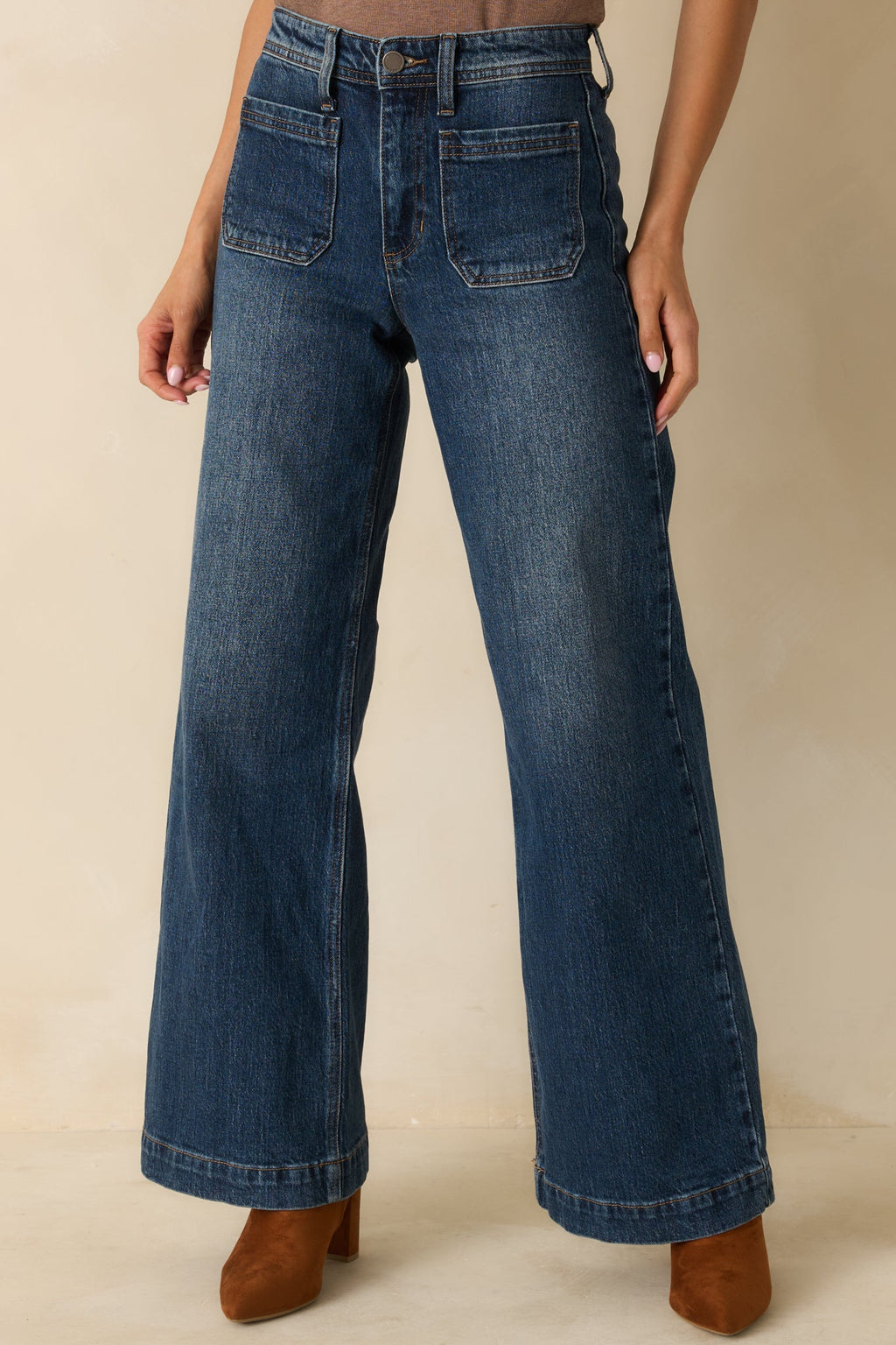 Good Fit Dark Faded Wash Wide-Leg Jeans