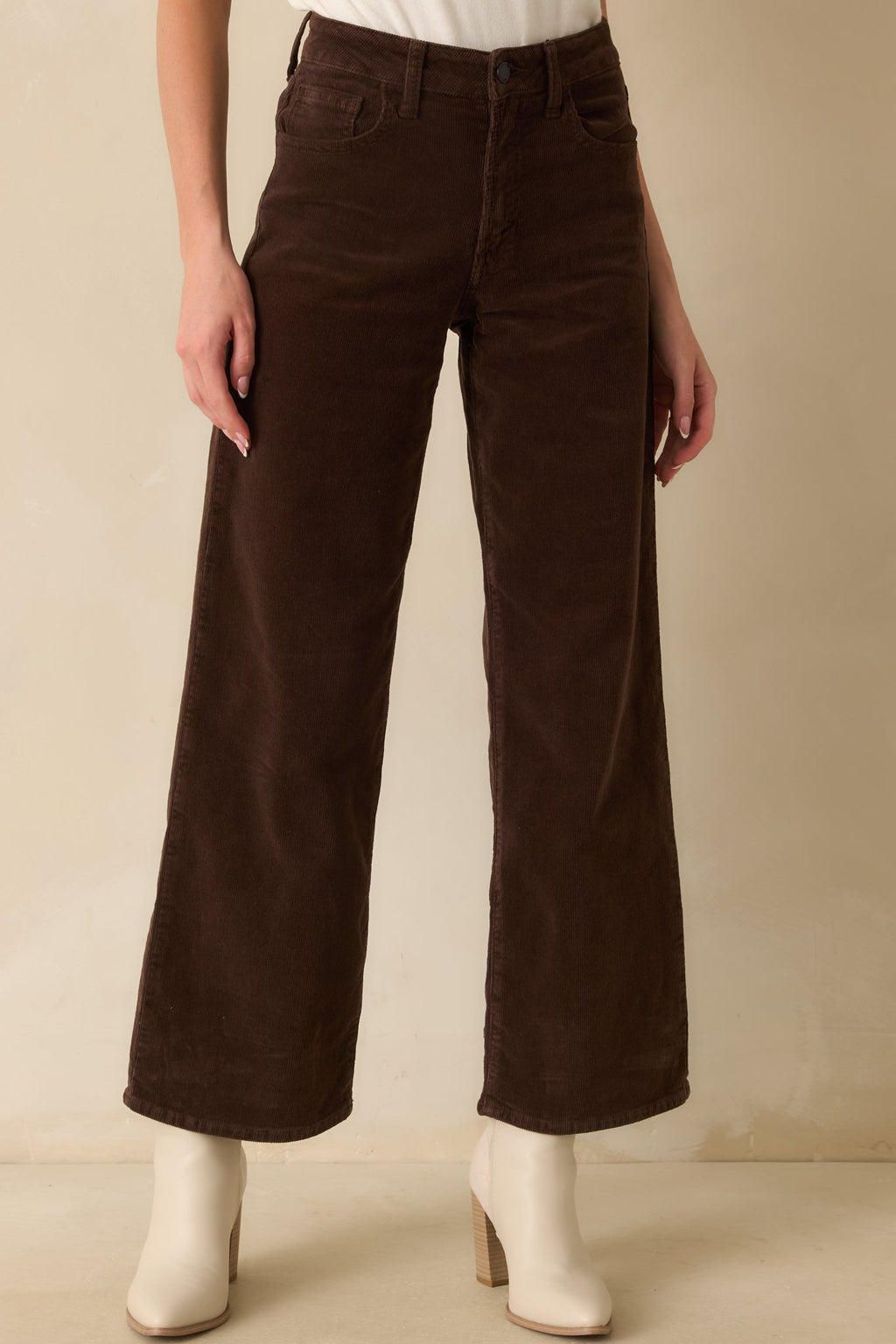 Meant To Be Here Dark Brown Corduroy Wide Leg Pants