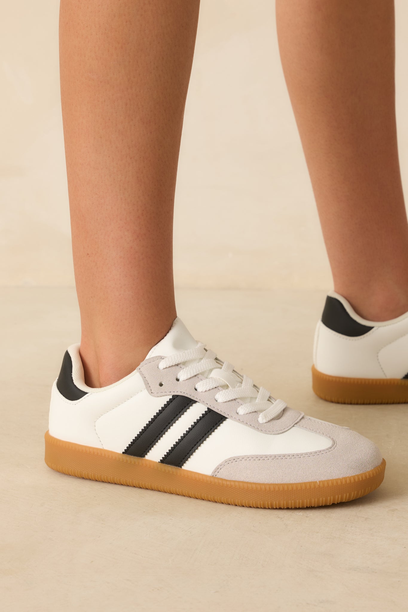 Bring The Good Vibes White Faux Leather Lace-Up Sneakers